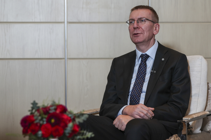 Latvian President Edgars Rinkēvičs in an interview with The Korea Economic Daily in Seoul